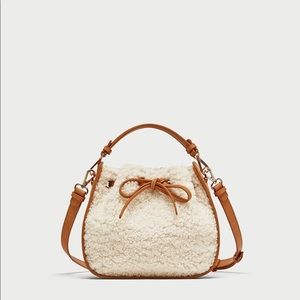 Faux fur mini bucket bag from zara